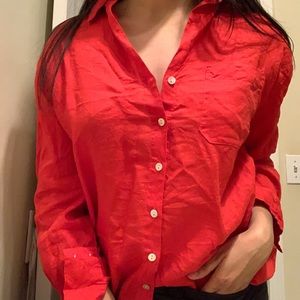 Red button down shirt
